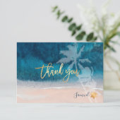 PixDezines Beach Palm Trees Bar Mitzvah Vielen Dan Einladung (Stehend Vorderseite)