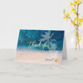 PixDezines Beach Palm Trees Mitzvah Vielen Dank Karte (Gelbe Blume)