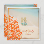 PixDezines Beach+Seepferd+Korallen Einladung (Vorne/Hinten)