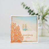 PixDezines Beach+Seepferd+Korallen Einladung (Stehend Vorderseite)