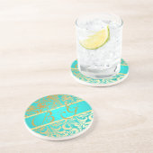 PixDezines Bellissimo Damask, Monogramm Hochzeit Getränkeuntersetzer (Seite)