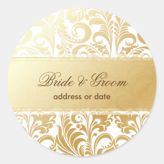 PixDezines Bellissimo Damask Runder Aufkleber (Vorderseite)