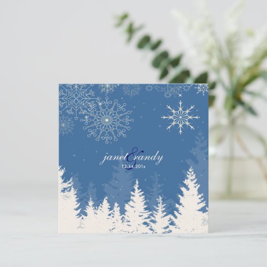 PixDezines BergwaldSchneeflocken, Winterveranstalt Einladung (Stehend Vorderseite)