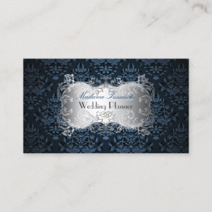 PixDezines Bijou Damask Falsch Silber/Schieferblau Visitenkarte