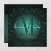 PixDezines Bijoux Damask/Aquamarin grün Einladung (Vorne/Hinten)