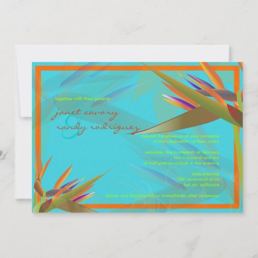 PixDezines Bird of Paradise/DIY Hintergrundfarbe! Einladung (Rückseite)