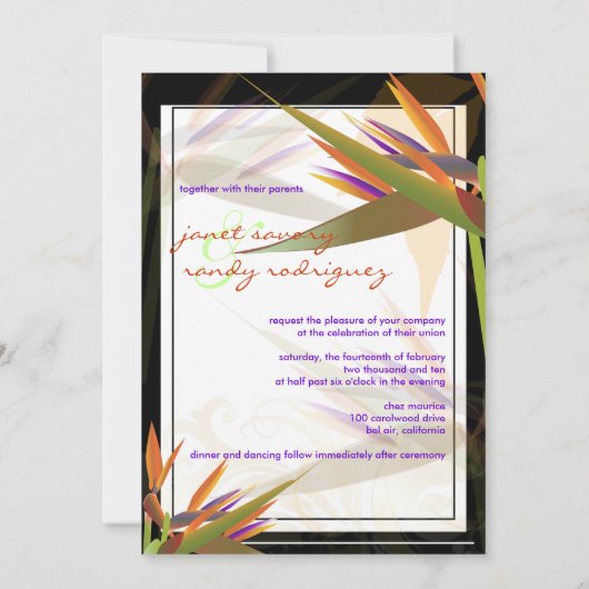 PixDezines BIRD VON PARADISE/DIY Hintergrundfarbe Einladung (Rückseite)