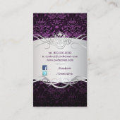 PixDezines-Bjoux-Damast-Imitate Silber/Pflaume Visitenkarte (Rückseite)