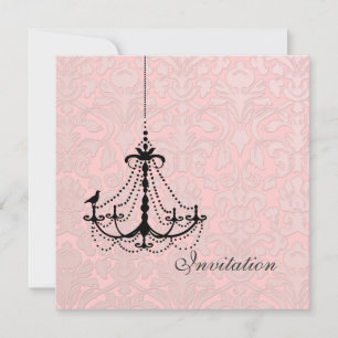 PixDezines Black Chandelier + Vogel Einladung