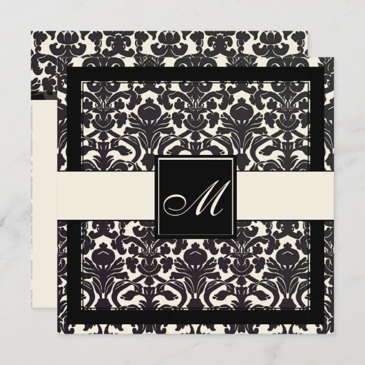 PixDezines Black Flora Damask/DIY Hintergrund! Einladung (Vorne/Hinten)