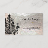 PixDezines Black+Gold Kronleuchter/Imitat Silber Visitenkarte (Rückseite)