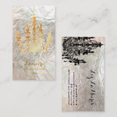 PixDezines Black+Gold Kronleuchter/Imitat Silber Visitenkarte (Vorne/Hinten)