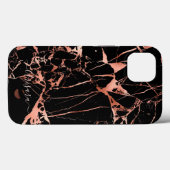 PixDezines Black Marble Imitate Rose Gold Veins Fa Case-Mate iPhone Hülle (Rückseite (Horizontal))