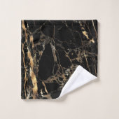 PixDezines BLACK MARBLE+IMITATS GOLD VEINS Badhandtuch Set (Waschlappen)
