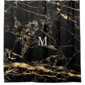 PixDezines BLACK MARBLE+IMITATS GOLD VEINS Duschvorhang (Vorderseite)