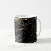 PixDezines BLACK MARBLE IMITATS GOLD VEINS Kaffeetasse (VorderseiteRechts)