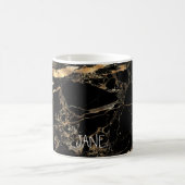 PixDezines BLACK MARBLE IMITATS GOLD VEINS Kaffeetasse (Mittel)