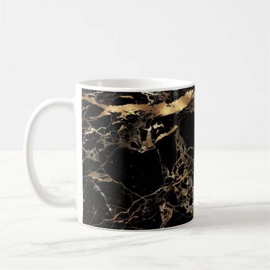 PixDezines BLACK MARBLE IMITATS GOLD VEINS Kaffeetasse (Links)