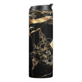 PixDezines BLACK MARBLE IMITATS GOLD VEINS Thermosbecher (Nach links gedreht)