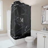 PixDezines BLACK MARBLE+MONOGRAM (abnehmbar) Duschvorhang (Beispiel)