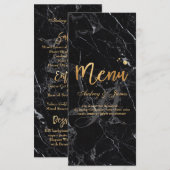 PixDezines Black Marble/Shine Menu/Imitats Gold Menükarte (Vorne/Hinten)