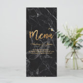 PixDezines Black Marble/Shine Menu/Imitats Gold Menükarte (Stehend Vorderseite)