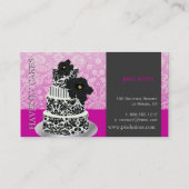 PixDezines Black+White Damask cake/pâtisserie Visitenkarte (Rückseite)