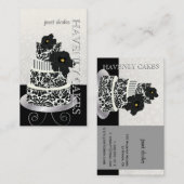 PixDezines Black+White Damask Kuchen/Pâtisserie Visitenkarte (Vorne/Hinten)