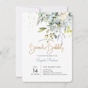 PixDezines Blaue Eukalyptus-Brunch+Bubbly Einladung