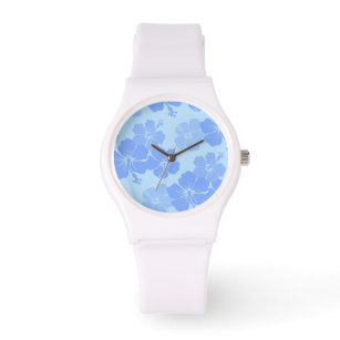 PixDezines blauer Hibiskus/Degustation Armbanduhr