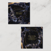 PixDezines Blauer Marmor+Imitat Goldsteinfassade Quadratische Visitenkarte (Vorne/Hinten)