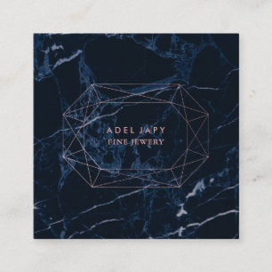 PixDezines Blauer Marmor+Imitat Rose Goldmedaille Quadratische Visitenkarte