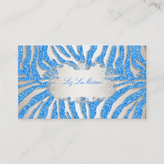 PixDezines blauer Zebra/Champagner Visitenkarte (Vorderseite)