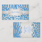 PixDezines blauer Zebra/Leopard/Champagner Visitenkarte (Vorne/Hinten)