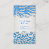 PixDezines blauer Zebra/Leopard/Champagner Visitenkarte (Rückseite)