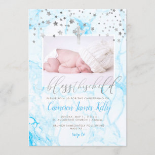 PixDezines BLESS DIESES KIND, IMITAT SILVER+MARBLE Einladung