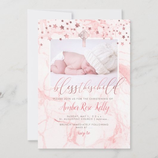 PixDezines BLESS DIESES KIND, IMITATE ROSE GOLD Save The Date (Vorderseite)