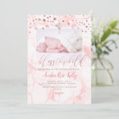PixDezines BLESS DIESES KIND, IMITATE ROSE GOLD Save The Date (Stehend Vorderseite)