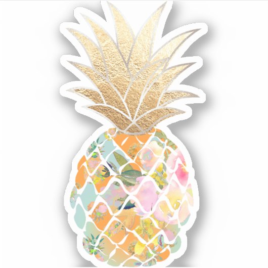 PixDezines Blue Aloha Ananas, Imitate Goldkrone Aufkleber (Vorderseite)