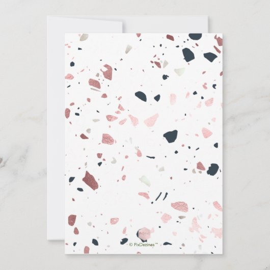 PixDezines Blue Blush Terrazzo, Foto Rett Datum Einladung (Rückseite)