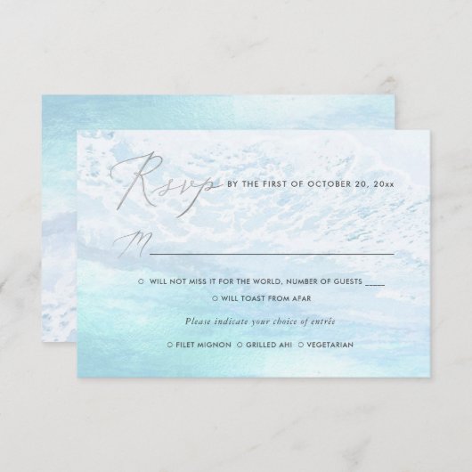 PixDezines Blue Coastal, Beach UAWG w Meal Einladung (Vorne/Hinten)