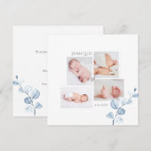 PixDezines Blue Eucalyptus Geburtsankündigung Einladung (Vorne/Hinten)