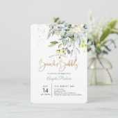 PixDezines Blue Gum Eucalyptus Brunch+Bubbly Einladung (Stehend Vorderseite)