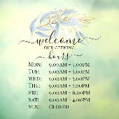 PixDezines Blue Gum Eucalyptus Sprig Store Hours Fensteraufkleber (Blatt 3)