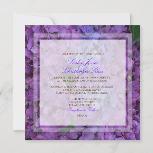 PixDezines Blue Hydrangea Einladung (Rückseite)