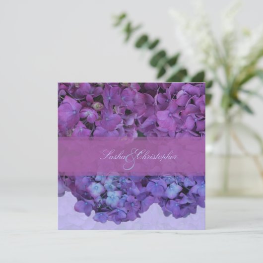 PixDezines Blue Hydrangea Einladung (Stehend Vorderseite)