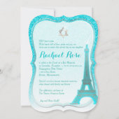 PixDezines Blue Imitats Glitzer Eiffelturm/Mitzvah Einladung (Rückseite)