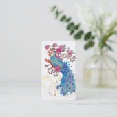 PixDezines Blue Peacock/Peony/Deuy Hintergrundfarb Visitenkarte (Stehend Vorderseite)