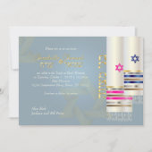 PixDezines Blue/Pink Tallits/B'nai Mitzvah Einladung (Vorderseite)