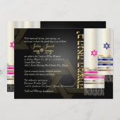 PixDezines Blue/Pink Tallits B'nai Mitzvah Einladung (Vorne/Hinten)